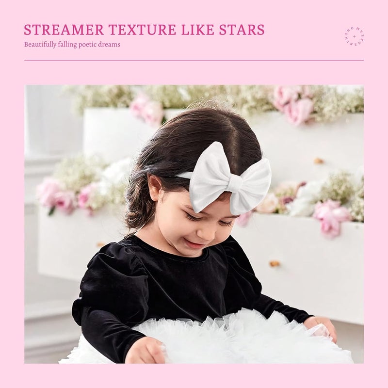 ONENINEDREAM Velvet Baby Girl Bows Soft Elastic Nylon Headbands for Girls Hair Band Bows Black White Pink Handmade Newborn Bows Infant Toddler Kid Hair Accessories - Image 2